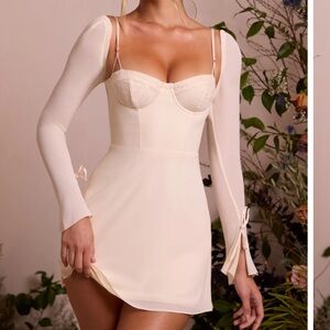 Oh Polly Ivory lace long sleeve mini dress